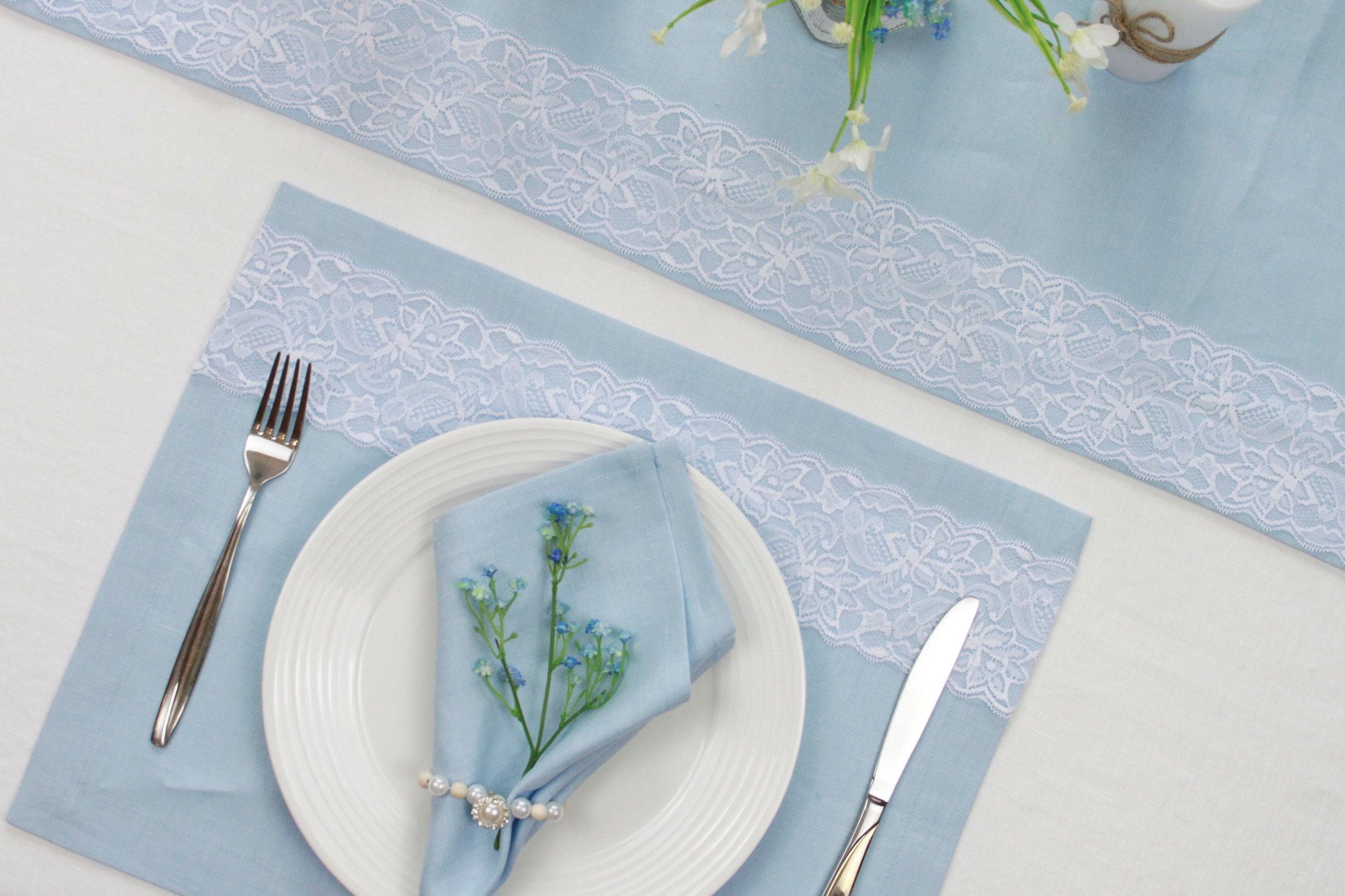 Wedding table decor Placemats set of 50 Dusty blue wedding Etsy