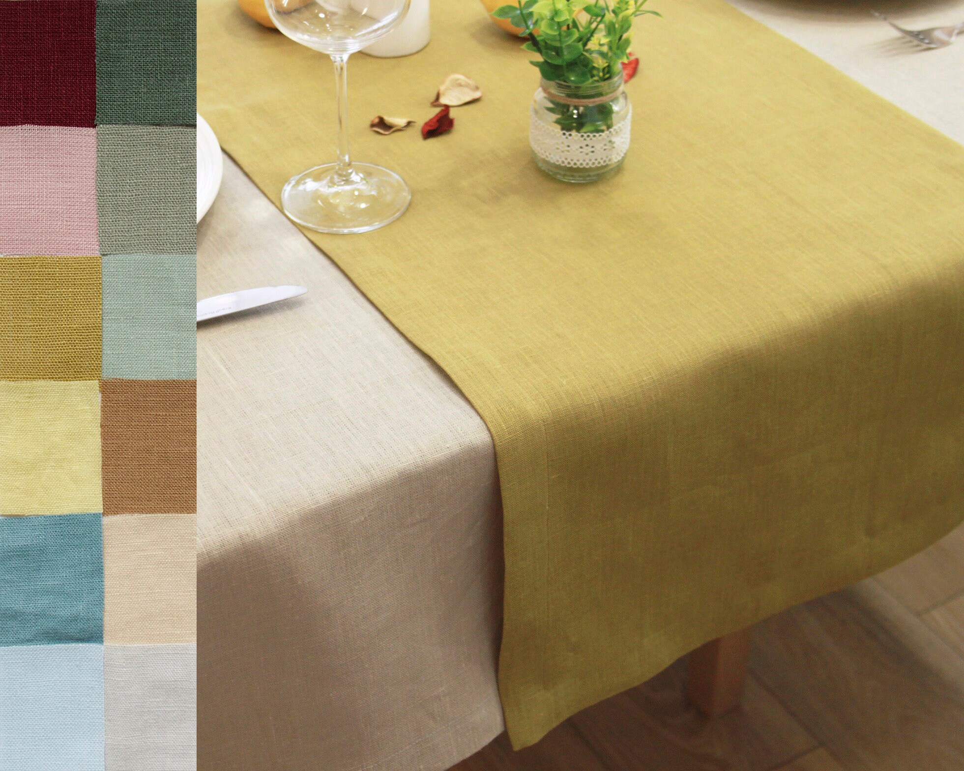Fall Linen Table Runner Mustard Yellow Table Linens for Etsy