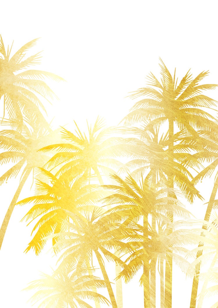 Gold Palm Tree Print Gold Wall Art Set of 2 Prints Gold Palm Etsy
