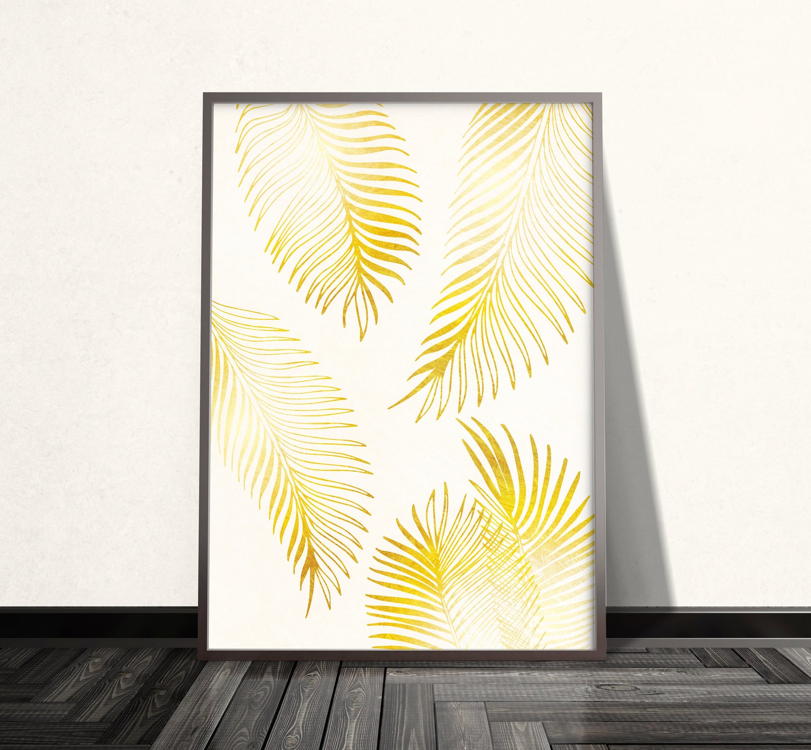 Gold Palm Leaf Print Gold Palm Leaf Art Gold Wall Art Gold Etsy
