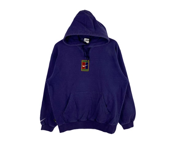 Vintage 90s Nike Tennis Court Gray Tag Hoodie Pull