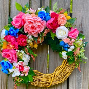 Summer Wreath, Front Door Wreath, Floral Wreath