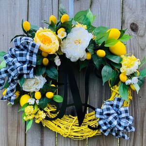 Lemon Wreath, Farmhouse Wreath, Farmhouse Decoration, Citrus Wreath, Citrus Decoration, Kitchen Wreath, Mother&#39;s Day Gift