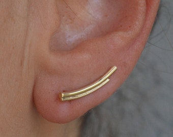 Einzelner Gold Bar Crawler Ohrstecker