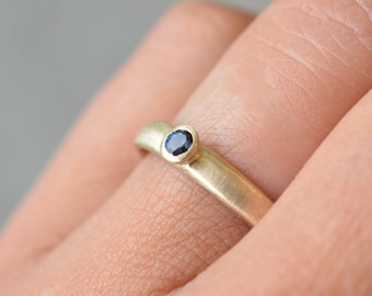 14K Gold and Blue Sapphire Engagement ring