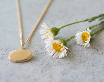 Minimalist 14K Yellow Gold Pendant Necklace, Delicate Gold Chain