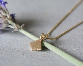 Delicate 14k Gold Geometric Pendant Necklace, Handmade