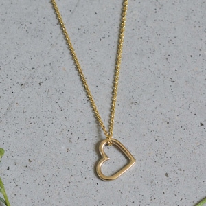 Feine Halskette, Gold Herz Anhänger, Gold Halskette, Gelb Gold Kette Halskette, 14k Solid Gold Anhänger Kette, Gold Herz Anhänger Halskette