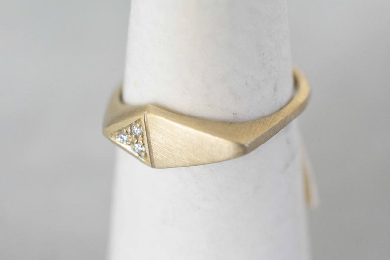 14K Gold and Diamonds Triangle Ring image 8