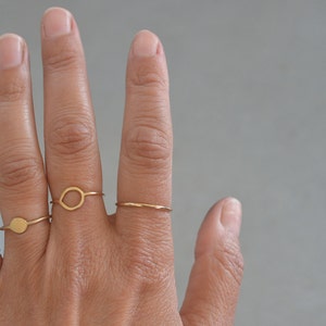 Skinny 14K Solid Gold Band Ring image 5