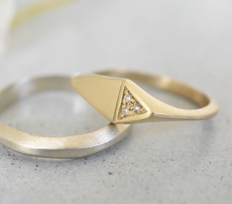 14K Gold and Diamonds Triangle Ring image 4