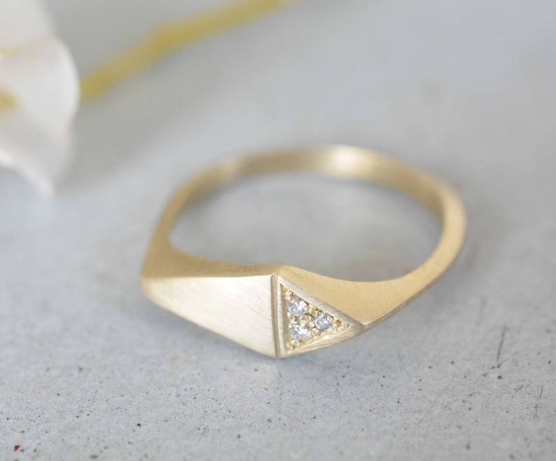14K Gold and Diamonds Triangle Ring image 6