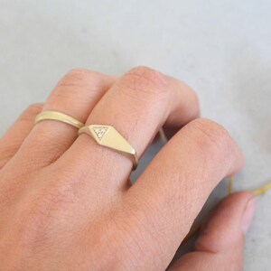 14K Gold and Diamonds Triangle Ring image 1