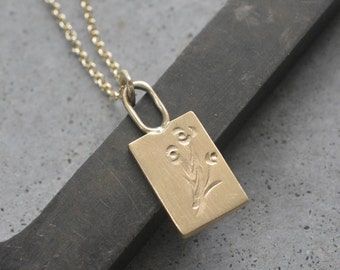 Collar de flores de oro macizo de 14k, colgante delicado hecho a mano