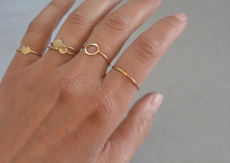 Skinny 14K Solid Gold Band Ring image 4