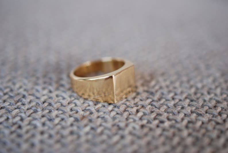 18k gold signet ring, square gold ring, solid gold ring, 18k gold pinky ring, pinky signet ring, seal ring, 18k gold ring, free shipping image 2