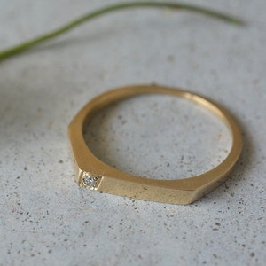 Geometric Bar Ring 14K Gold and Diamond image 3