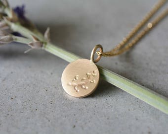 Dainty 14k Gold Necklace with Handmade Flower Pendant