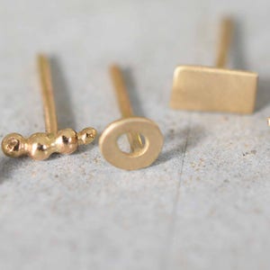 Solid gold stud earrings, 14k gold stud earrings, 14k tiny gold stud earrings, mix and match earrings, gold stud earrings, yellow gold stud