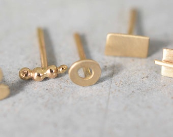 Solid gold stud earrings, 14k gold stud earrings, 14k tiny gold stud earrings, mix and match earrings, gold stud earrings, Small Studs