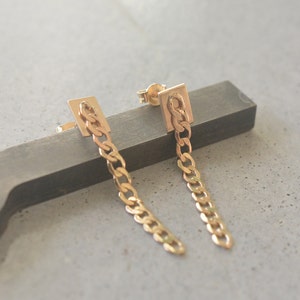 14K Gold Chain Links Stud Earrings