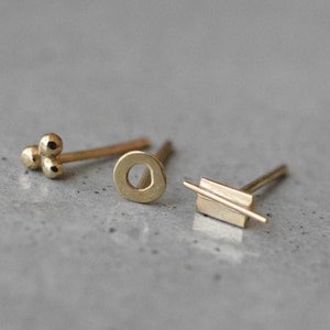 Solid 14k Gold Studs, gift for her gold earrings, mix and match earrings,  Studs earrings, 14k gold stud earrings, dainty studs, Studs Tiny