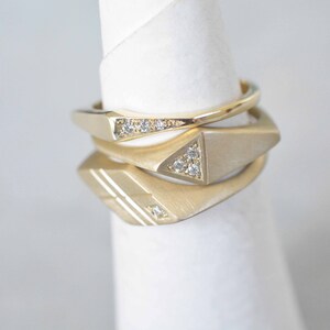 14K Gold and Diamonds Triangle Ring image 2