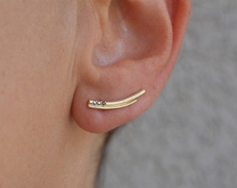 Solid Gold Zierliche Diamant Ohr Kletterer