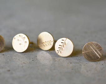 Solid gold stud earrings, mix and match earrings, yellow gold stud earrings, minimalist, 14k gold stud earrings, 14k tiny gold stud earrings