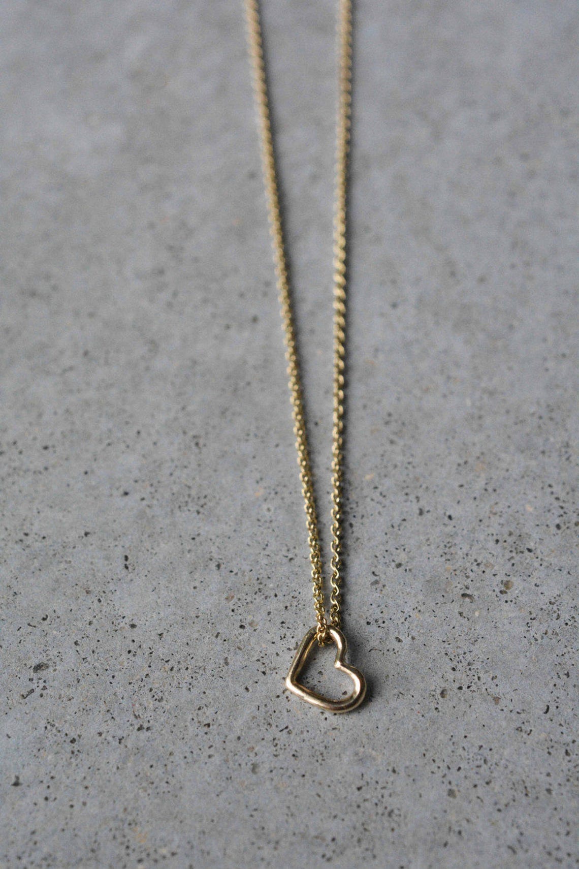 Gold Necklace Heart Pendant 14K Yellow Gold Chain Necklace Etsy