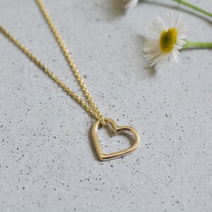 Goldkette, Herzanhänger, 14K Gelbgold Kette, 14k Gelbgold Anhänger Kette, dünne Goldkette, Goldherz Anhänger Halskette