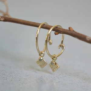 14k Gold Hoop Earrings, Solid Gold Hoops, gold hoop earrings with diamonds, 14k hoops earrings, Diamonds hoops earrings, 14k diamonds hoop image 3