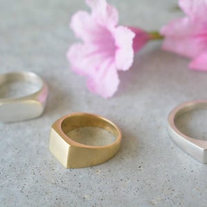 18k gold signet ring, square gold ring, solid gold ring, 18k gold pinky ring, pinky signet ring, seal ring, 18k gold ring, free shipping image 8