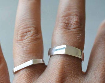 14k gold unusual wedding ring,14k gold solid asymmetric ring,14k gold thick asymmetrical angle ring,14k gold handmade solid ring