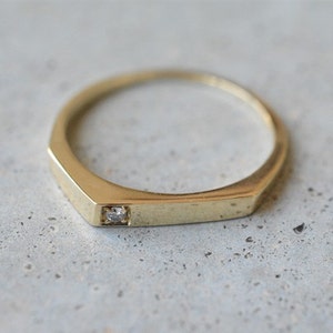 Geometric Bar Ring 14K Gold and Diamond image 6