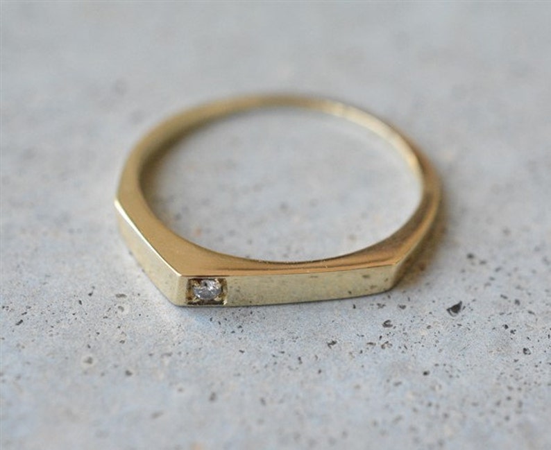 Geometric Bar Ring 14K Gold and Diamond image 6