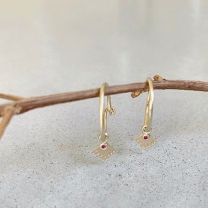 14k Gold Hoop Earrings, Solid Gold Hoops, gold hoop earrings with diamonds, 14k hoops earrings, Diamonds hoops earrings, 14k diamonds hoop image 10