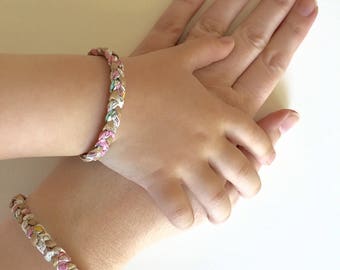 Box Maman / Bébé : un bracelet maman et un bracelet enfant en liberty Betsy Ann Sweet pink