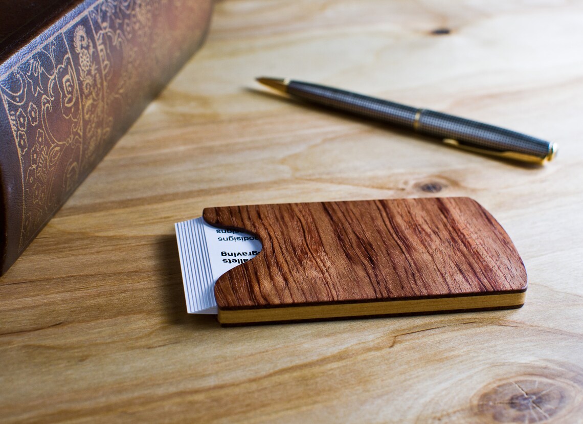 Slim Business Card Holder Engraved Card Case Personalized Etsy