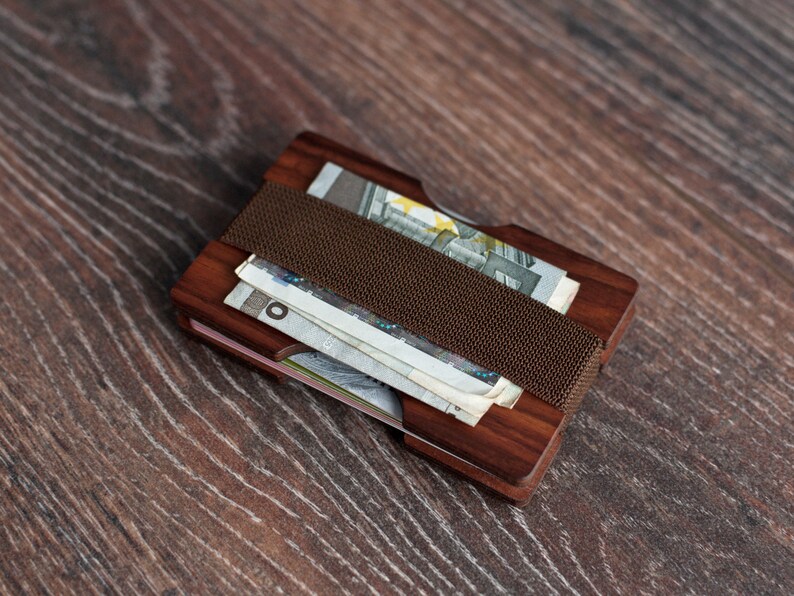 Rosewood Minimalist Wooden Wallet Credit Card Holder Wood Etsy