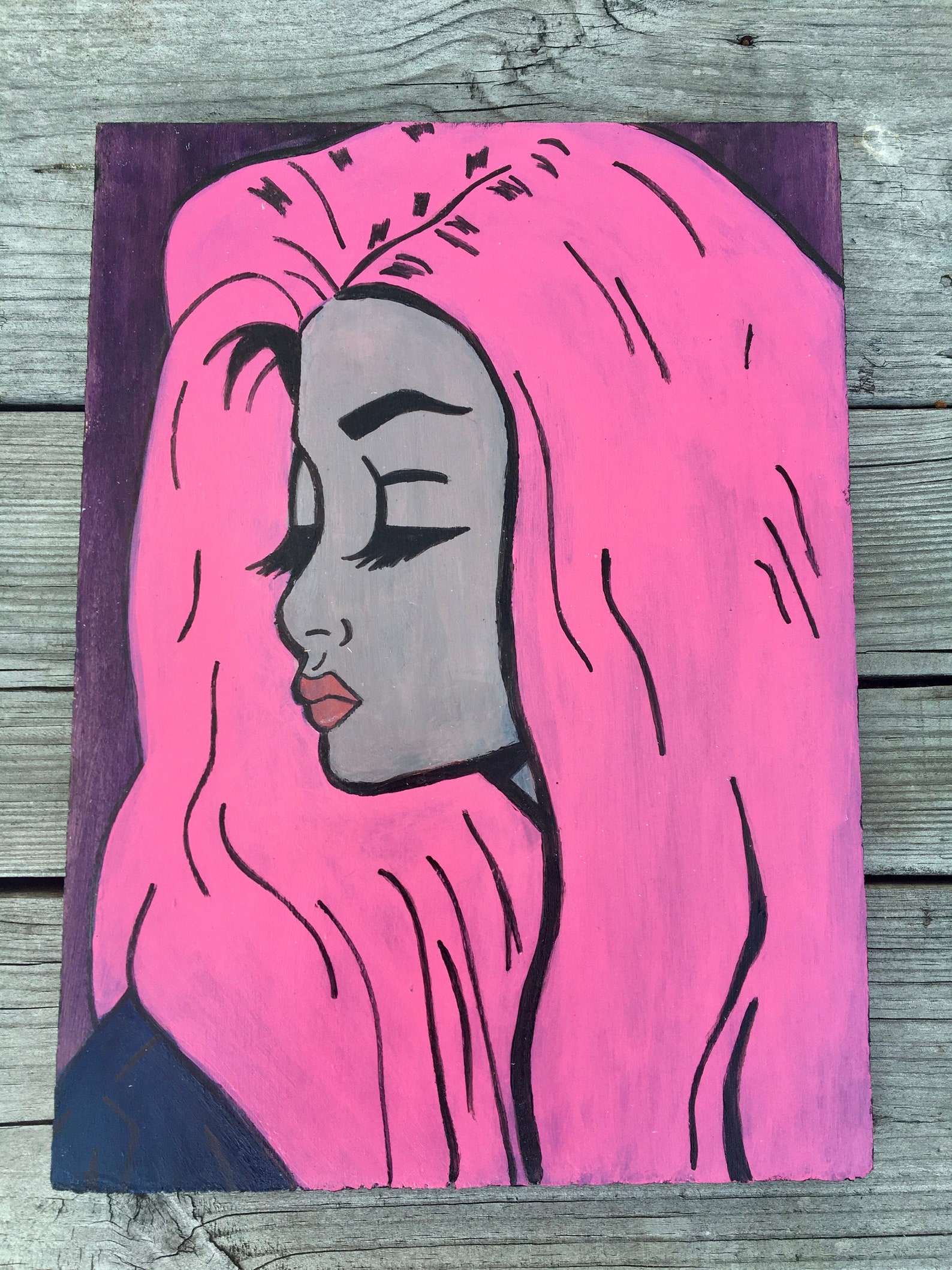 Woman Art Teen Wall Art Woman Acrylic Painting Etsy