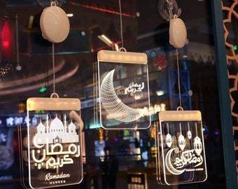 3 pieces set of Ramadan decoration new design collection 3d Eid Mubarak Ramadan LED Night Light Mubarak Lights Muslim Islam Hanging2021