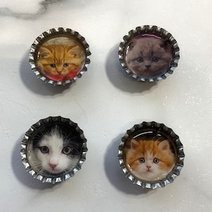Imanes de nevera hechos a mano con forma de tapones de botella de gato, regalo para profesores
