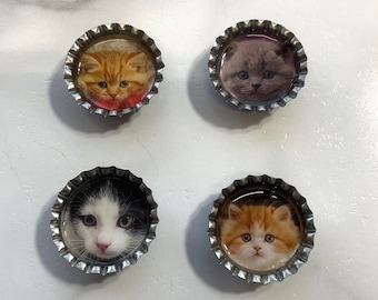 handmade cat bottle cap fridge magnets, cat bottle cap magnets, fridge magnets, cat fridge magnet, bottle cap magnets, teachet gift,