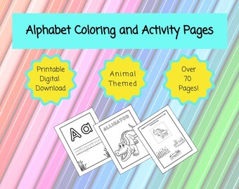 Alphabet Animals Coloring Pages for Preschool Kindergarten Activity Book Learn the Alphabet, Write and Trace Letters ABC Worksheet Printable