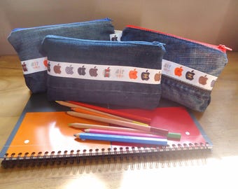 Pencil case in recycled denim