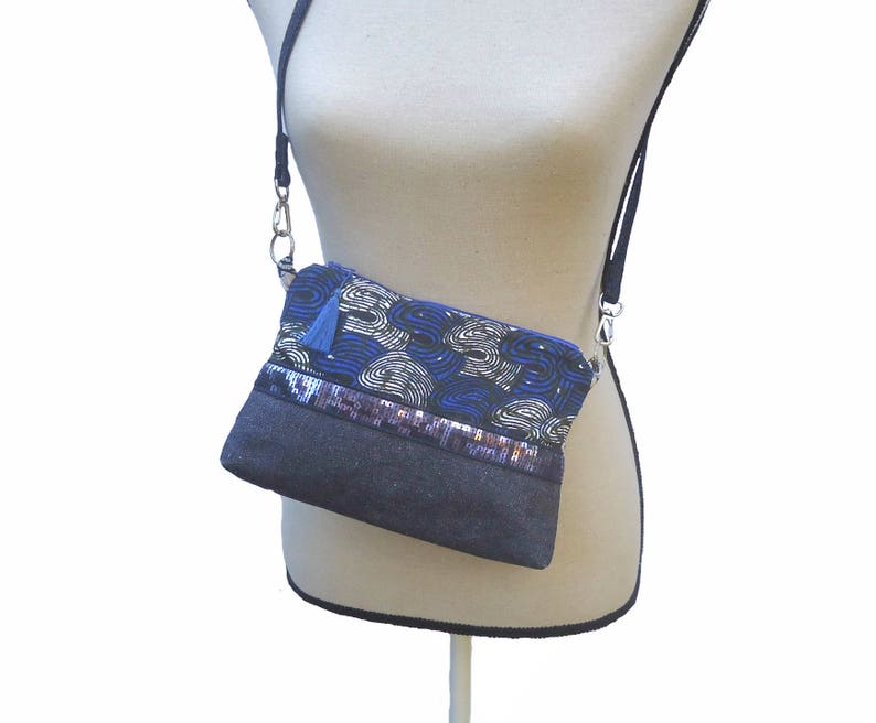 Clutch bag shoulder strap in jeans Bild 1