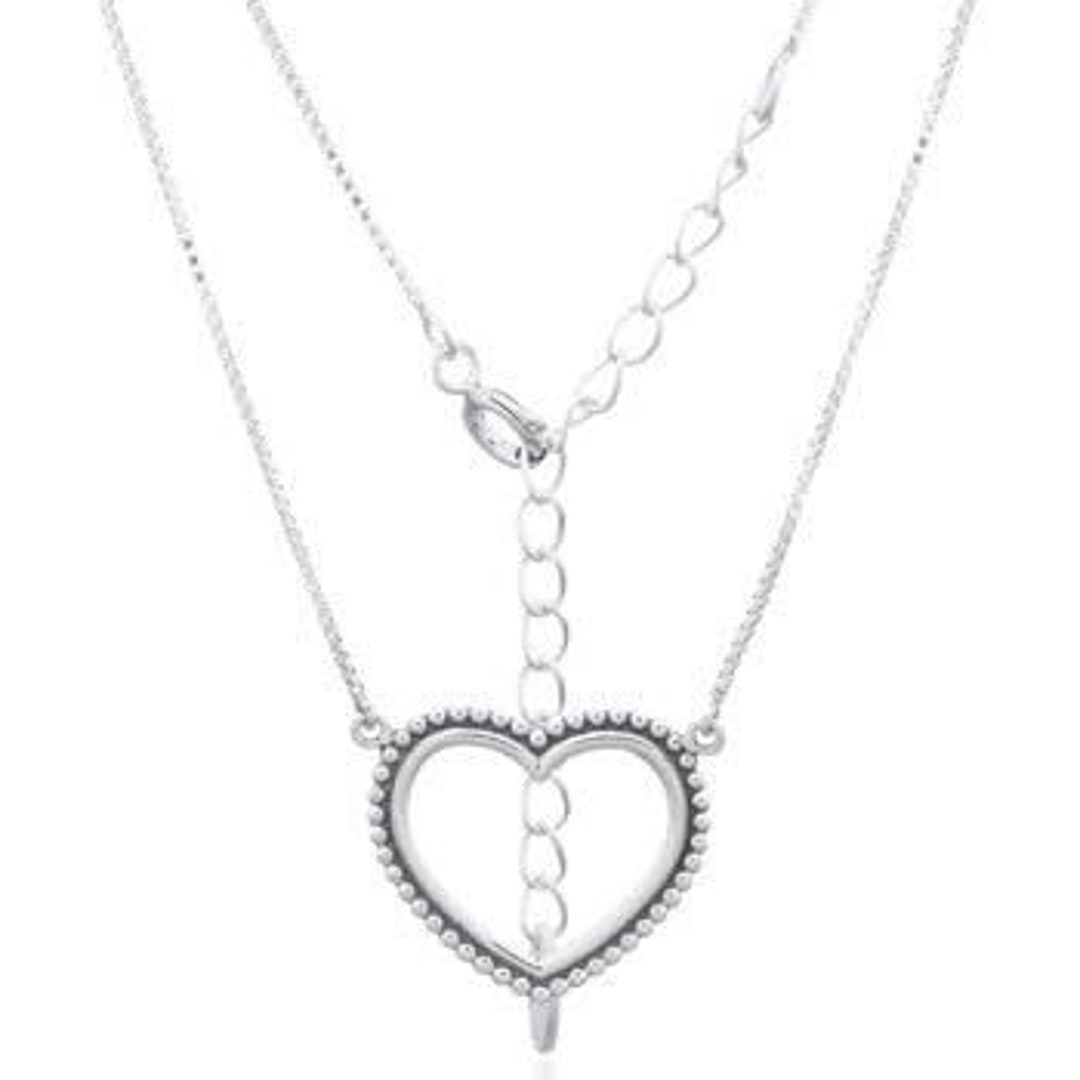 Sterling Silver Open Heart Necklace, Silver Heart Charm, Heart Necklace