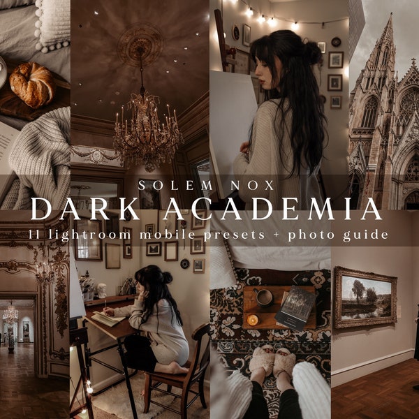 Dark Academia Lightroom Mobile Presets + Photo Guide | Aesthetic Instagram Filters | Neutral Feed | Bookish Presets