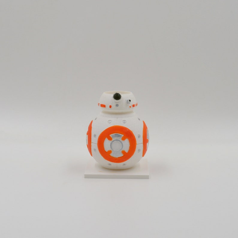 White and Orange BB2 planter desk decor Star Wars hand-painted organizer,star wars cactus pot,star wars decor,3d printed planter